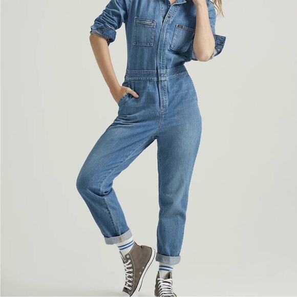 NEW Lee x Free People modern vintage Union alls denim jumpsuit - Picture 3 of 14
